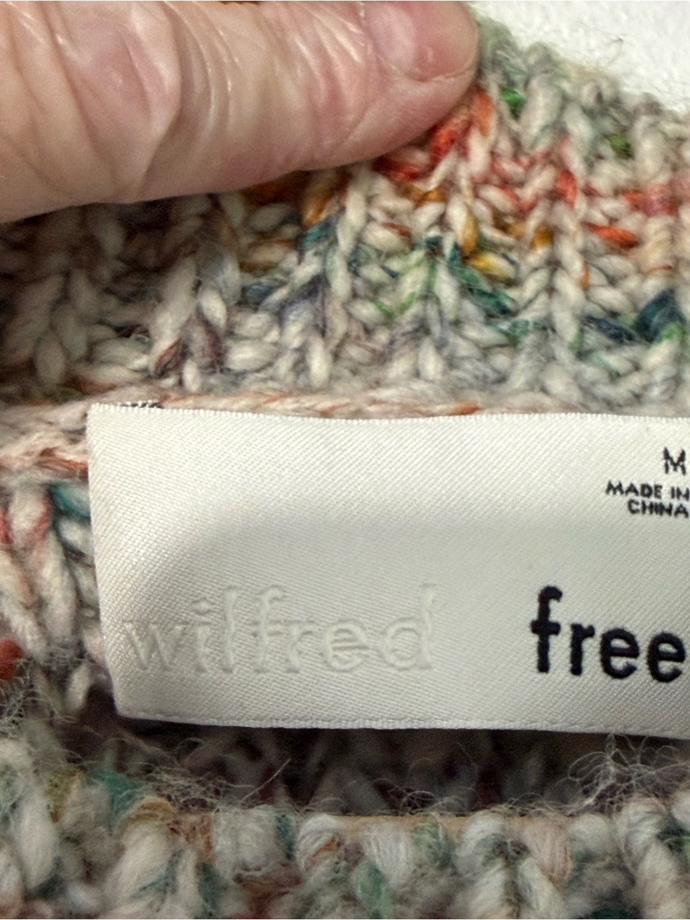 Aritzia Wilfred Free Multicolor Speckled Cream Crewneck Sweater - Picture 2 of 7